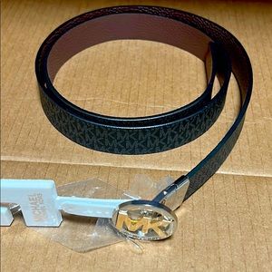 MICHAEL KORS BELT REVERSIBLE BLACK MK LOGO/BROWN